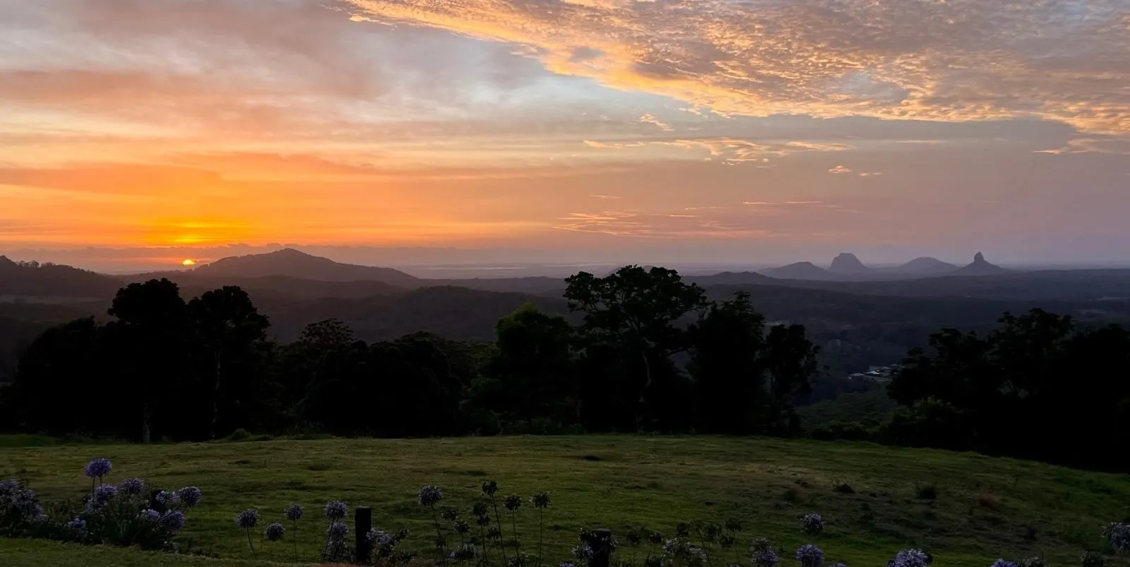 Sunset over the Sunshine Coast hinterland