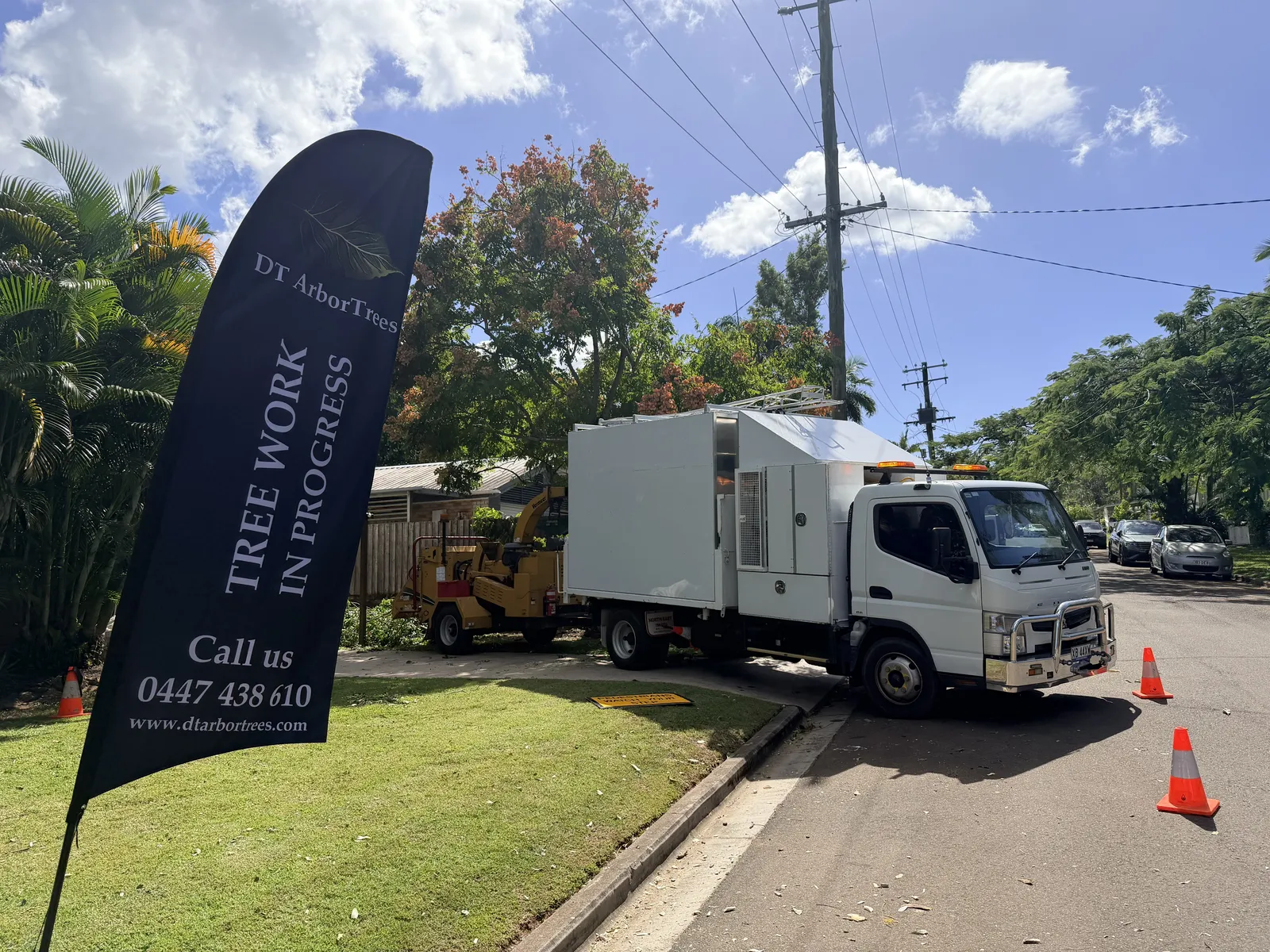 DT ArborTrees truck on a Sunshine Coast job